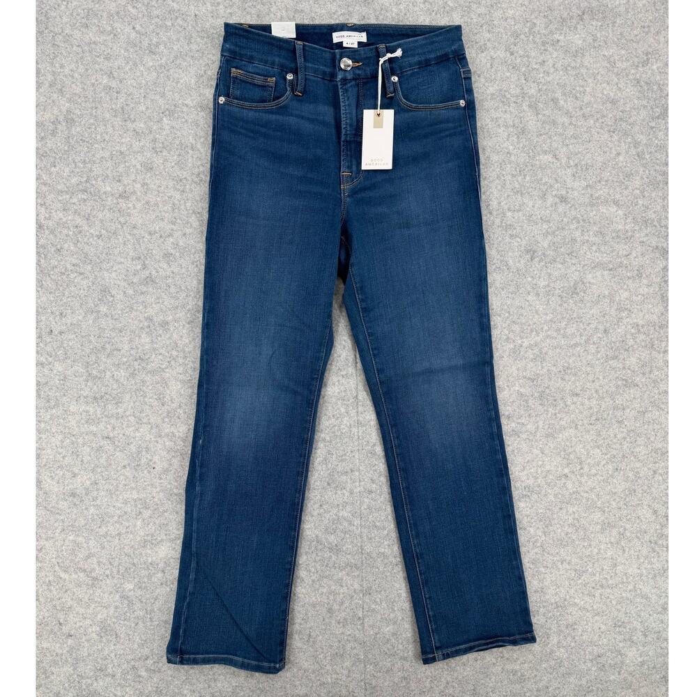 NWT Good American Blue Good Legs Straight Jeans Size Women's 4/27